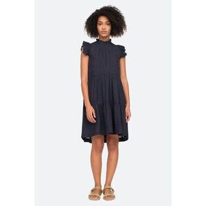 SEA New York Lucy Tiered Tunic Dress Women's Size 2 Navy Blue Knee Length Dress